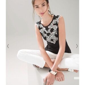 NWT White House Black Market Fossil Shell Embroidered Lace Sleeveless tank top